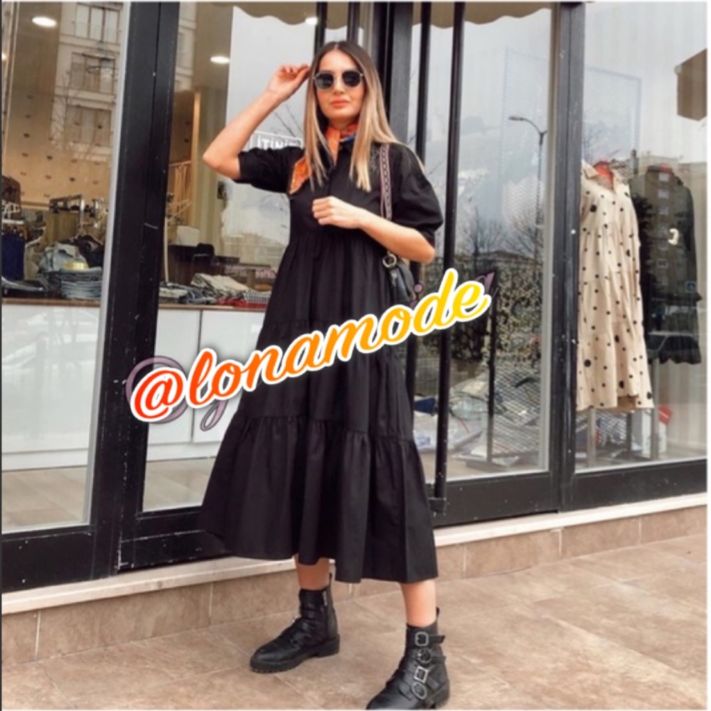 Zara Black Dress With Voluminous Sleeves NWT